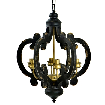 *Chandelier - Baroda  6L Fiddle Antique Black 21W/24H