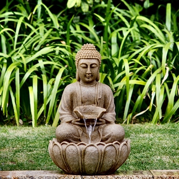 Fountain - Buddha Tuscan Resin 14W/14D/22H