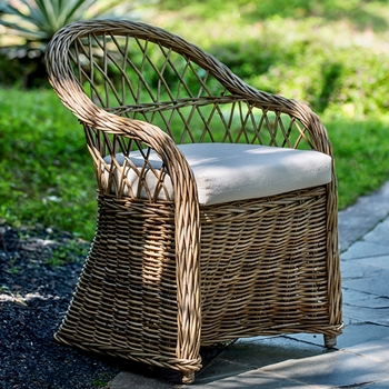 Armchair - Nassau - Rattan Wicker  Natural White Canvas Cushion 26x26x35H