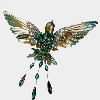 Bird - Hummingbird Clip Irrid Teal 9in -BXC306-GR/GO