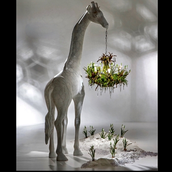 Figure - White Giraffe Resin Large 64in