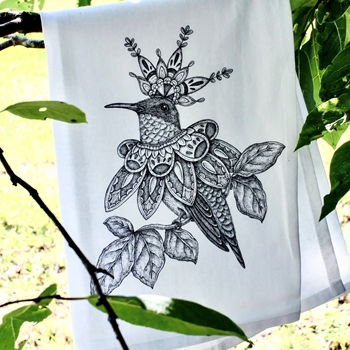 Tea Towel - M. Myrick Hummingbird Flour Sack 28in SQ