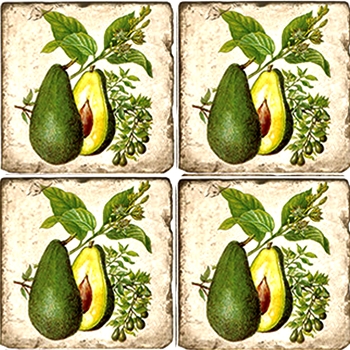 Coaster - Tumbled Marble Set4 - Avocado Fruit Study 