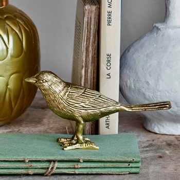 Bird - Sparrow Paperweight Gold 6x4in