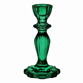 Alice -  Glass Taper Candlestick Emerald 6in (hand wash)