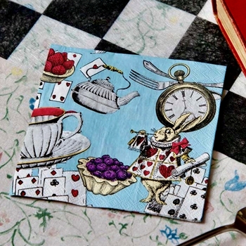 Alice - Paper Napkin Blue Rabbit Beverage 20pk