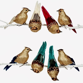 Ornament - Bird - Long Tail Glitter Clip 4in Asst Colours