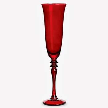 Goblet - Carmine Flute Ruby Red Glass  8OZ 10in - Hand Wash Only