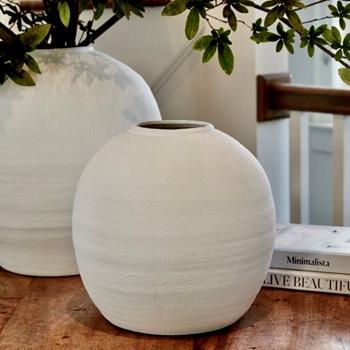 Vase - Konos White Ceramic SM 12x11in