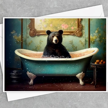Greeting Card - Bear in Bubble Bath