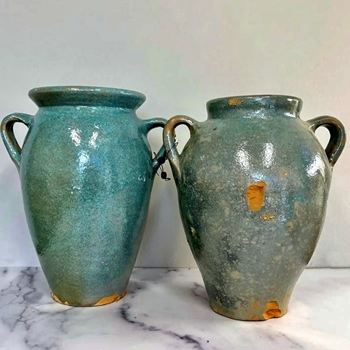 Vase - Amphora Rustic Verde Ceramic  9x7x17in Turkey