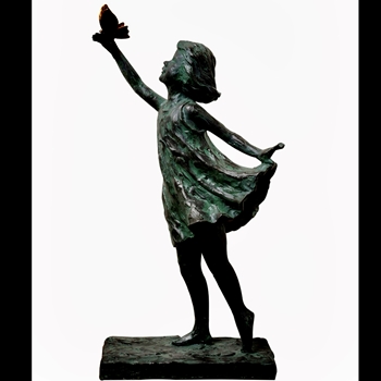 Figure - Butterfly Girl Verde Resin 19in