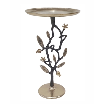 Accent Table - Black And Gold Aluminum Pomegranate 14W/24H