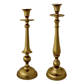 Candlestick - Balustra  Taper Gold  Set2  4x13, 4x14in
