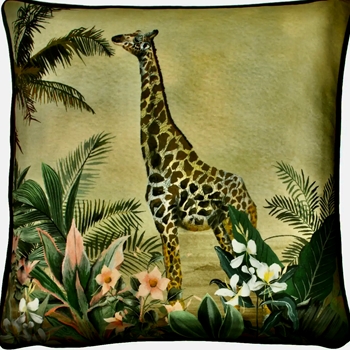 Cushion - Giraffe Manyara Velvet Moss 17SQ - Feather Rich Insert