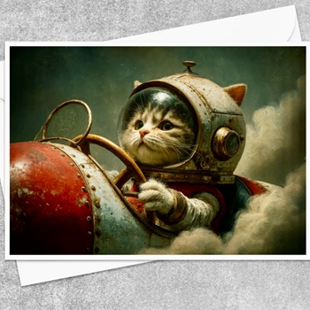 Greeting Card - Aviator Kitten