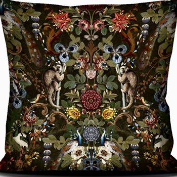 Voglio Bene France - Velvet Cushion - Jungle 20SQ - Luscious Synthetic Down Insert