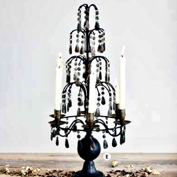Candelabra - Black Crystal Glass 14x12x27H 6 Taper