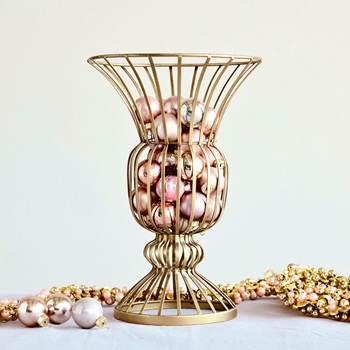 Vase - Urn Woven Metal Gold 8x12in