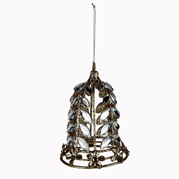 Ornament - Crystal Bell Glittered 4in